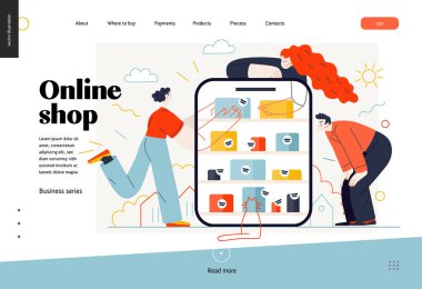 İş konuları - çevrimiçi alışveriş, web şablonu