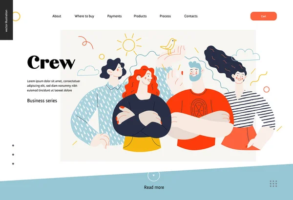 ビジネストピック-チーム、クルー- Webテンプレート — ストックベクタ
