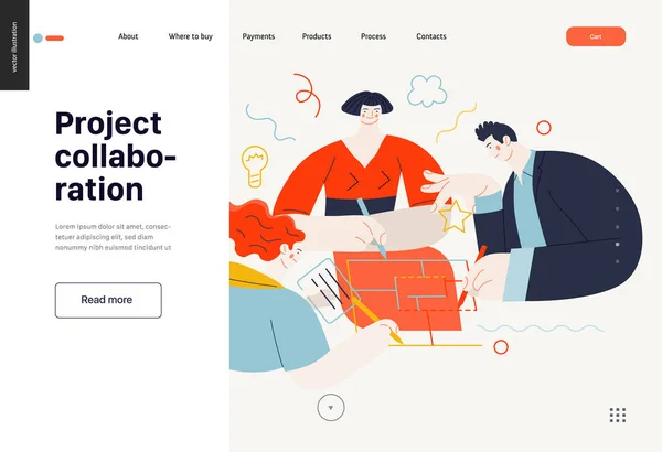 Geschäftsthemen - Projektzusammenarbeit, Web-Vorlage — Stockvektor