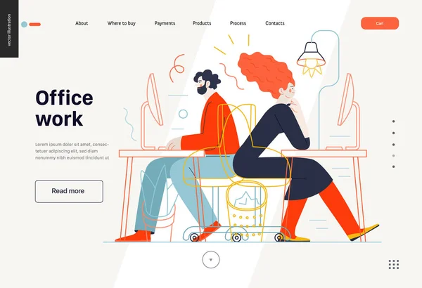 Temas de negocios - trabajo de oficina, plantilla web — Archivo Imágenes Vectoriales