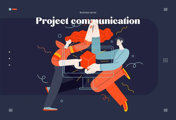 İş konuları- proje iletişimi, web şablonu — Stok Vektör