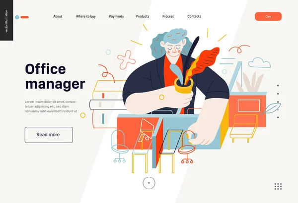 Zakelijke onderwerpen - office manager, web template — Stockvector