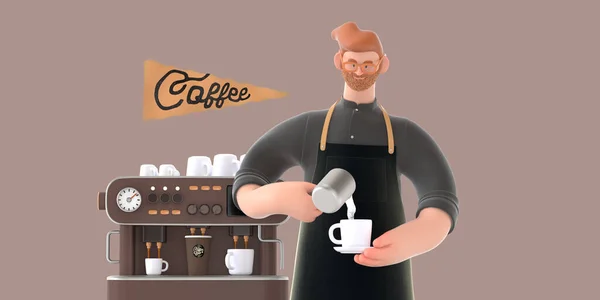 Кофейня 3D иллюстрации — стоковое фото
