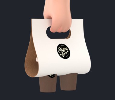 3D resimli kahve dükkanı