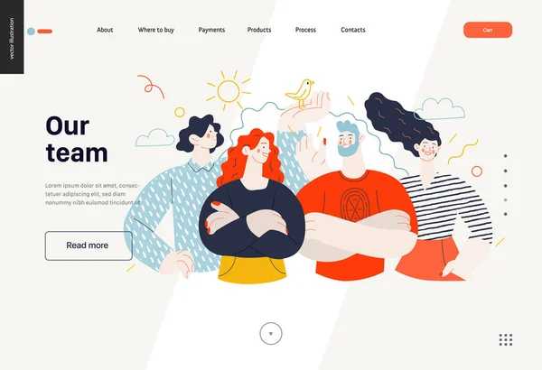 Zakelijke onderwerpen - ons team, crew - web template — Stockvector