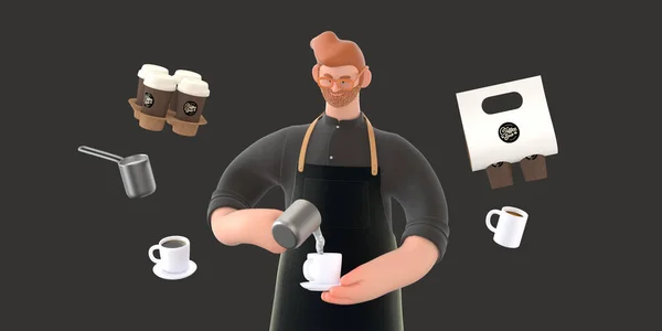 Kávézó 3D illustartion — Stock Fotó