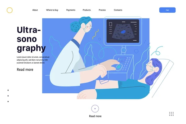Medical Tests Illustration Ultrasound Modern Flat Vector Concept Digital Illustration — Stock Vector