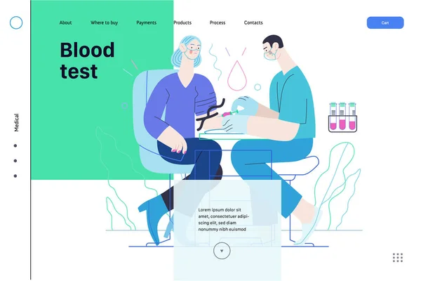 Lékařské testy ilustrace - krevní test — Stockový vektor