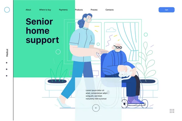 Medische verzekering template - senior home support — Stockvector