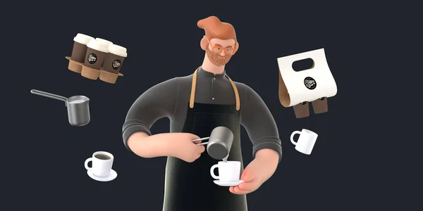 Koffie winkel 3D illusie — Stockfoto