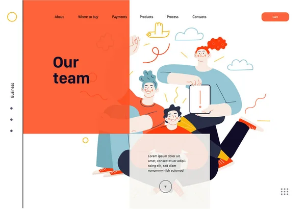 Zakelijke onderwerpen - ons team, webtemplate — Stockvector