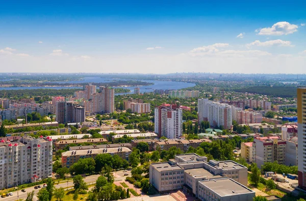 Vista Cidade Vyshgorod Removida Quadricóptero — Fotografia de Stock