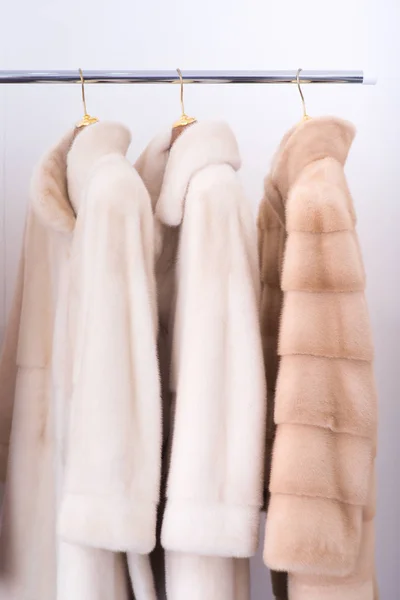 Fur Coats Hangers Interior Royalty Free Stock Photos