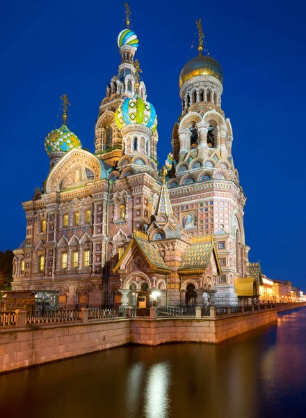 Night Shot Orthodox Church Savior Spilled Blood Petersburg — Stock Photo, Image