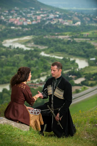 A man and a woman in the national dress of Georgia — Stock Photo, Image