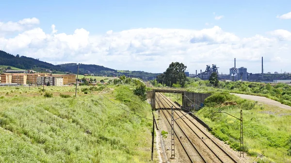 Eisenbahn Landschaft Gijn Uhr Mai 2015 Fürstentum Asturien Asturien Spanien — Stockfoto