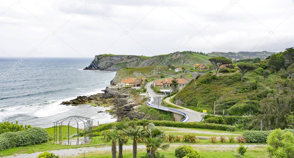 Landscapes of Comillas and the Cantabrian coast, 5:45 p.m .; May 17, 2015 in Cantabria; Spain, Europe