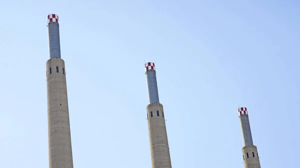 Tres Chimeneas Antigua Central Térmica Besos Sant Adria Del Besos —  Fotos de Stock