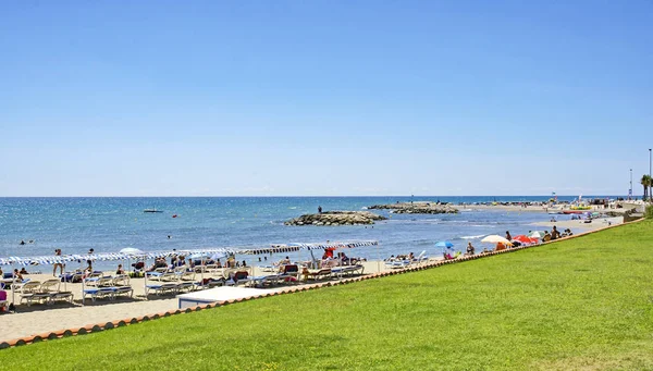 Spiaggia Passeggiata Sitges Ore Agosto 2016 Barcellona Catalogna Spagna Europa — Foto Stock