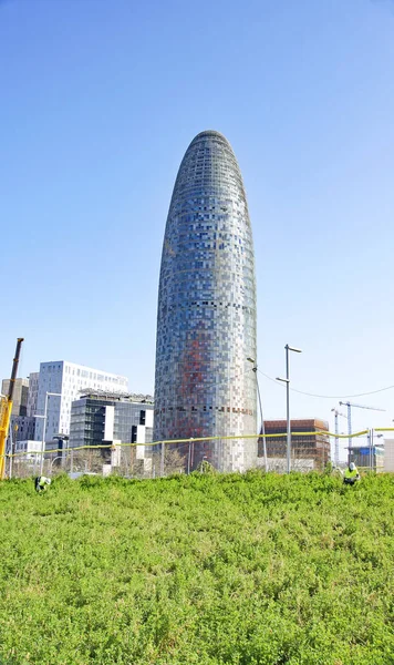 Wieża Agbar Les Glories Barcelona Katalonia Hiszpania Europa — Zdjęcie stockowe