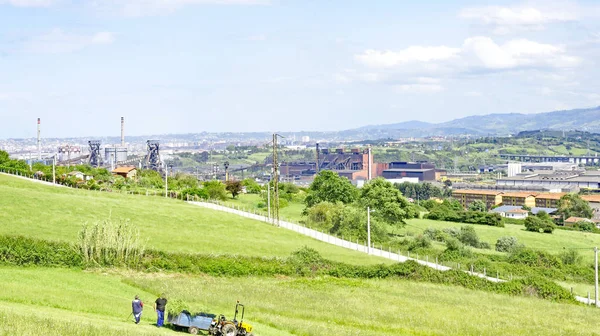 Krajobraz Przemysłowy Gijn Godz Maja 2015 Księstwo Asturii Asturia Hiszpania — Zdjęcie stockowe
