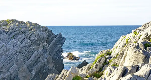 Skály Útesy Kantábrijské Krajině Května 2015 Principado Asturias Asturias Španělsko — Stock fotografie