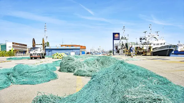 Hamn Och Fiskeutrustning Hamnen Avils Mynning Maj 2015 Furstendömet Asturien — Stockfoto