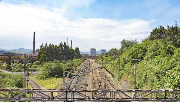 Průmyslová Krajina Gijnu Května 2015 Asturské Knížectví Asturie Španělsko Evropa — Stock fotografie