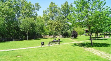 Cangas de Onis manzarası, 14: 15. ; 16 de Mayo de 2017; Asturias Prensliği, Asturias, İspanya, Avrupa
