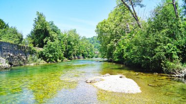 Cangas de Onis manzarası, 22 Mayıs 2018; Asturias Prensliği, İspanya, Avrupa