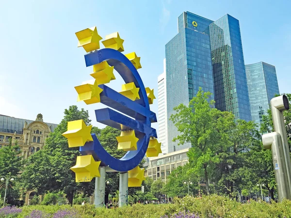 Frankfurt Panoramic Uur Juni 2016 Duitsland Europa — Stockfoto