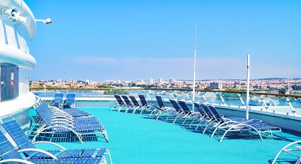 Zona Recreo Cubierta Transatlántico Crucero Verano Por Mediterráneo Julio 2016 —  Fotos de Stock