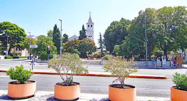 Blick Auf Die Straßen Und Gassen Von Zadar Uhr August — Stockfoto