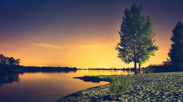 第聂伯河上的夜景 基辅的风景 — 图库照片