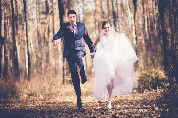 Bröllop Höstskogen — Stockfoto