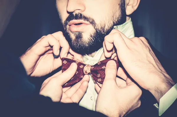 Traje Boda Vintage Hombres Novio Está Preparando Para Las Vacaciones —  Fotos de Stock