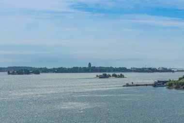 Manzara, Helsinki, Finlandiya. Bir adadan Limanı görüntüleyin. İskandinavya yatay. Fince liman.