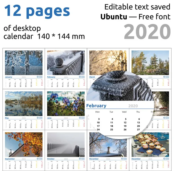 Masaüstü Takvim 12 sayfa 2020 yıl 140 * 144 mm 