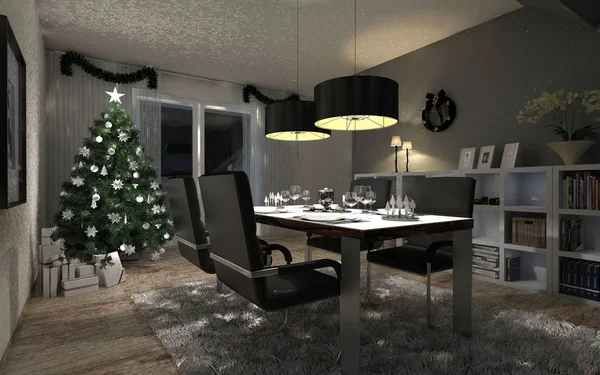 İyi akşamlar, iyi yemek aile veya arkadaş 3d render ile yemek.