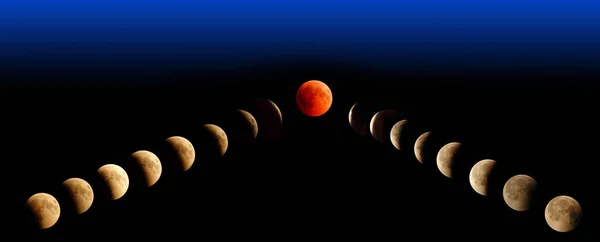 Panoramic Lunar Eclipse July 2018 Total Lunar Eclipse Became Longest — Stock Photo, Image