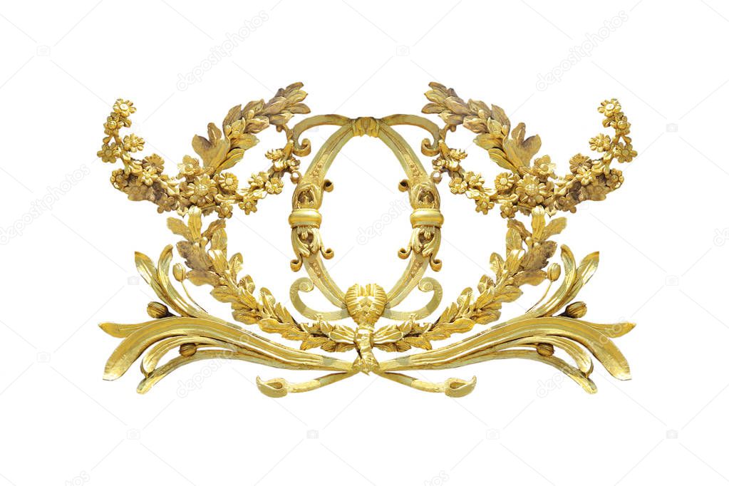 Isolated old golden detail on a white background