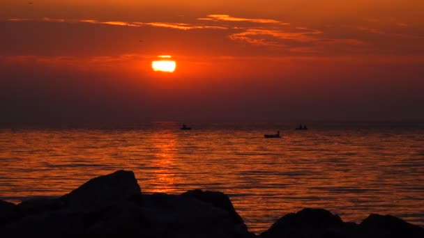 Sol Nasce Sobre Mar Início Manhã — Vídeo de Stock