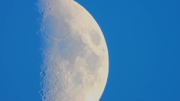 Riesiger Mond Vor Blauem Himmel Klang — Stockvideo