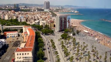 zaman atlamalı Barcelona şehir ve Liman . Catalonia, İspanya