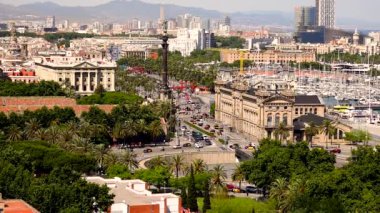 zaman atlamalı Barcelona şehir ve Liman . Catalonia, İspanya