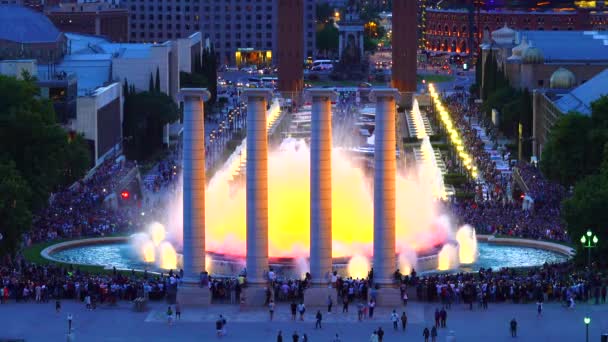 Espectáculo Luces Con Fuente Mágica Barcelona España — Vídeos de Stock