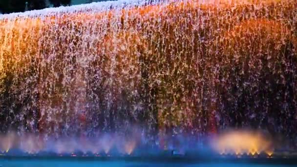 Time Lapse Barcelona Fountain Falling Water — Stock Video
