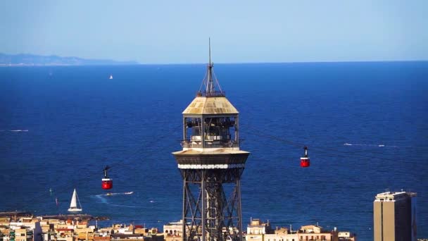 Teleferic Cableway Barcelona Catalonia Spain Time Lapse — Stock Video