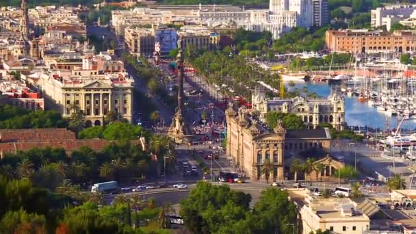 Zaman Atlamalı Barcelona Şehir Liman Catalonia Spanya — Stok video