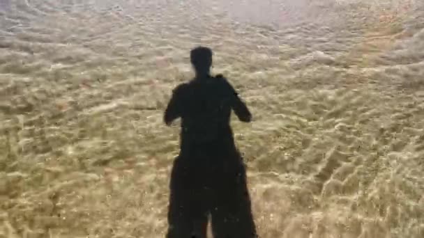 Kontur Eines Mannes Auf Wellenförmigem Hintergrund — Stockvideo